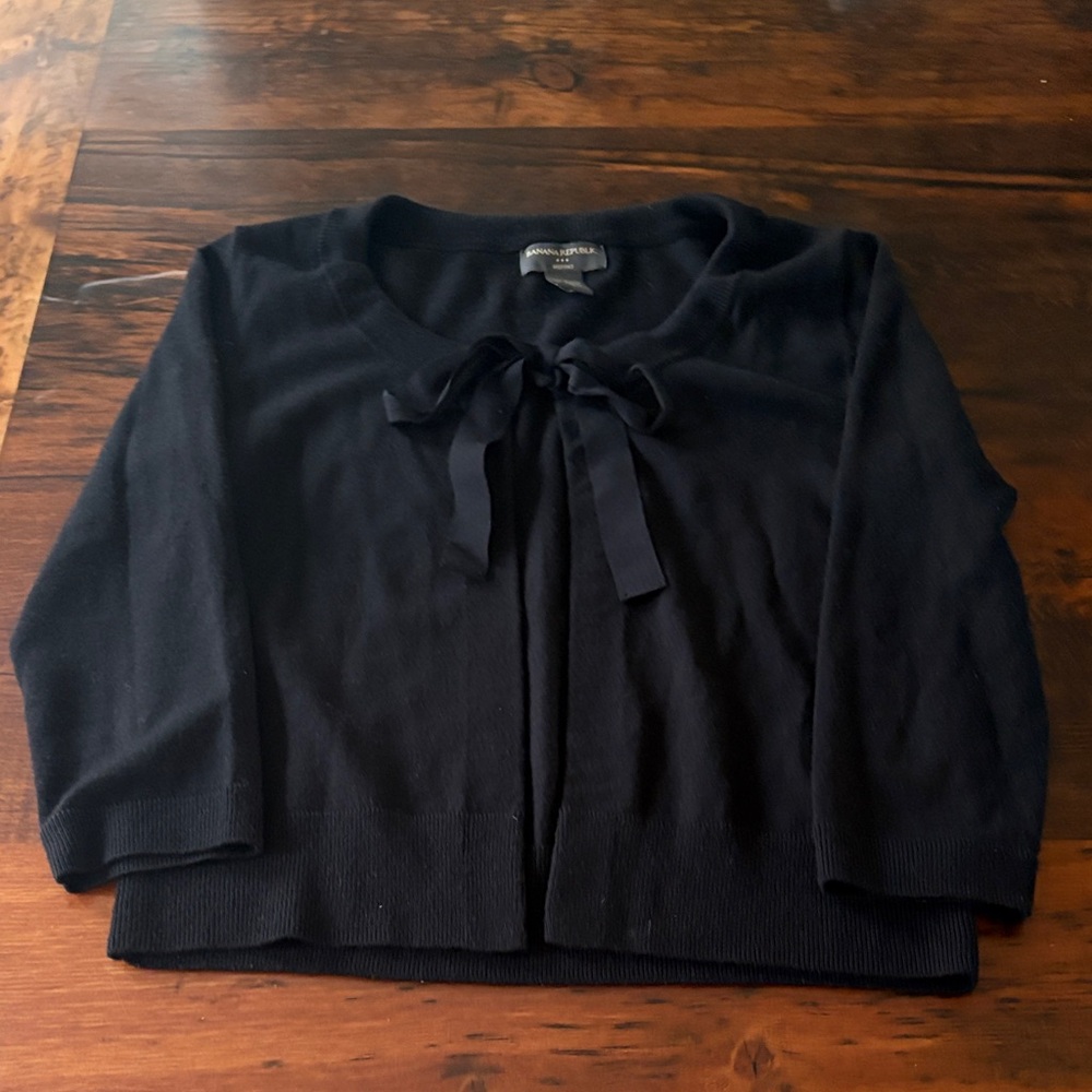 Banana Republic Black Cardigan with Ribbon Tie